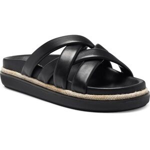 New Vince Camuto Chavelle Leather Criss Cross Platform Slide Sandals
